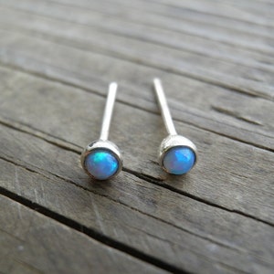 Sale Opal Silver Stud Earrings, Classic 3mm Sterling Studs with Opals, Silver Opal Posts, Statement Gift, October Birthstone, Bridal Jewelry