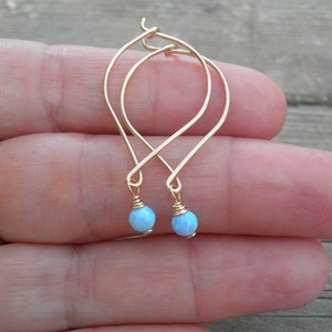 14k Solid Gold Opal Earrings, Opal Dangle Earrings,Blue Opal Dangle Earrings, Blue Opal Earrings ,Silver Dangle Earrings ,october birthstone