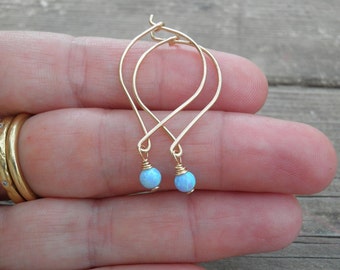 14k Solid Gold Opal Earrings, Opal Dangle Earrings,Blue Opal Dangle Earrings, Blue Opal Earrings ,Silver Dangle Earrings ,october birthstone