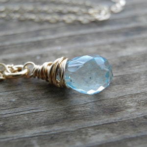 Pendant Necklace, Silver Bridal Necklace, December Birthstone, Blue Topaz Necklace, Rough Finished Blue Topaz, 14k Gold Filled, Gift For Her