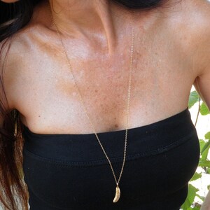 Gold Feather Jewelry, Long Gold Necklace, Layered Gold Feather Necklace, Minimalist Pendant, Gold Pendant, Delicate 14k Gold Filled Necklace