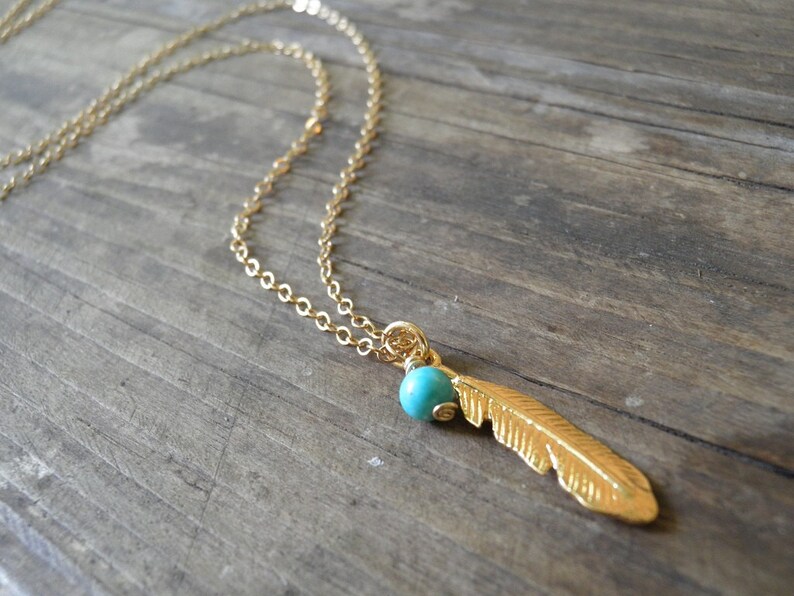 Feather Jewelry LONG Gold Necklace Delicate Gold Feather Etsy