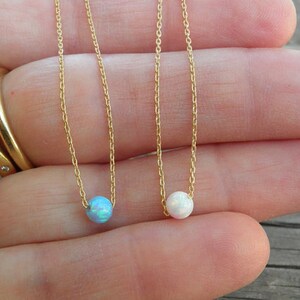 Opal Necklace, Tiny Blue Opal Necklace, Opal Gold Necklace, Dot Necklace, Opal Jewelry, Gold Bridesmaid Gift, Minimalist Necklace, Dainty image 5