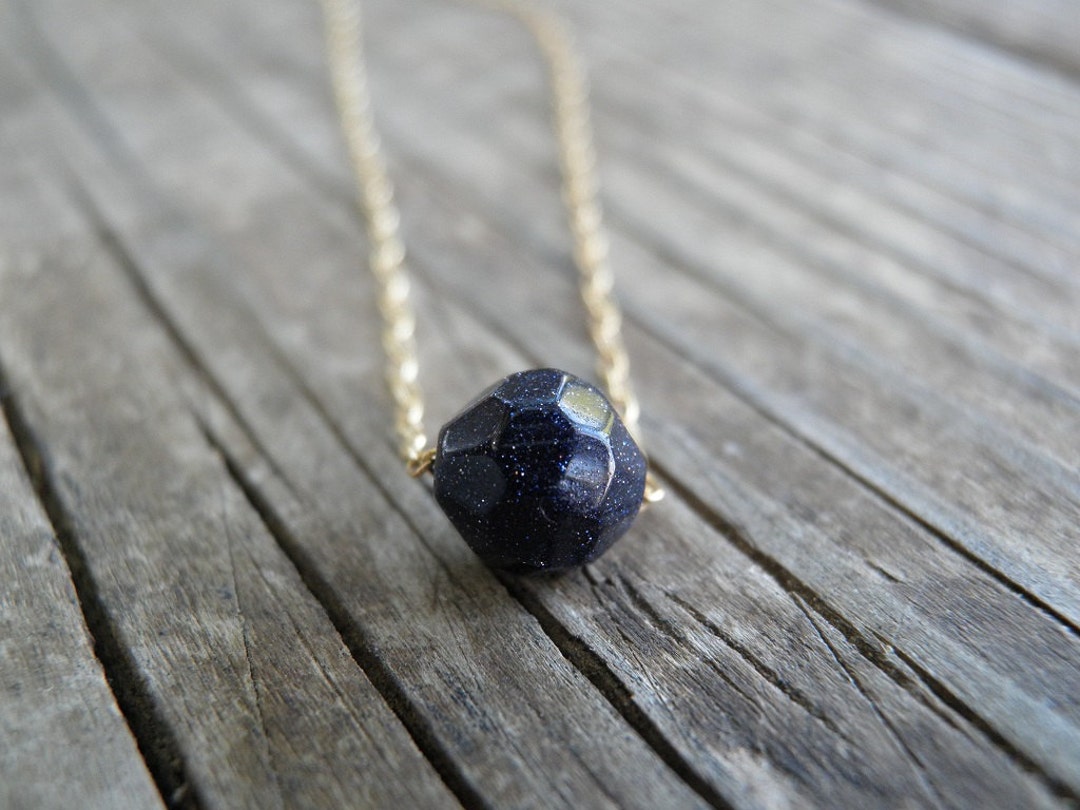 CHRISTMAS Gift Gold Necklace Blue Charm Necklace Bridesmaid - Etsy