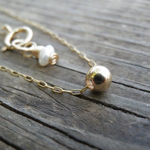 Gold Necklace, Tiny One Gold Ball Necklace, Gold Bead Necklace, Bridesmaid gift, Minimalist Pendant Necklace Delicate Gold Filled Necklace