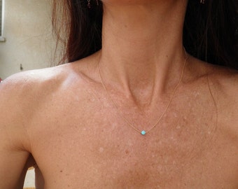 Gold Halskette, Opal Halskette, Blaue Opal Halskette, Opal Gold Halskette, Punkt Halskette, Opal Schmuck, Gold Brautjungfer Geschenk, minimalistische Halskette