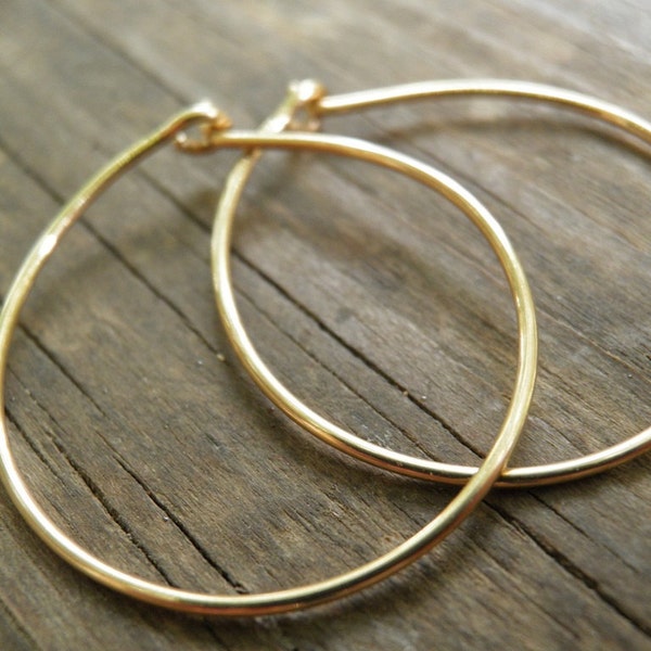 Medium Hoop Earrings, Simple Medium Size 2.25 cm/ 0.9 inch, Hand Crafted 14k Gold Filled, 14k Solid Gold Hoops, Silver Hoops Classic Design