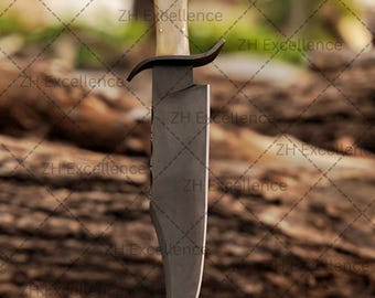 Juan Padillo Bowie Knife Replica – Handmade D2 Steel Blade – Aged Finish with Stabilized Bone Handle – Custom Vintage Knife