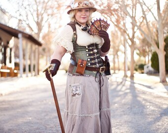 Leather and Brass Folding Fan