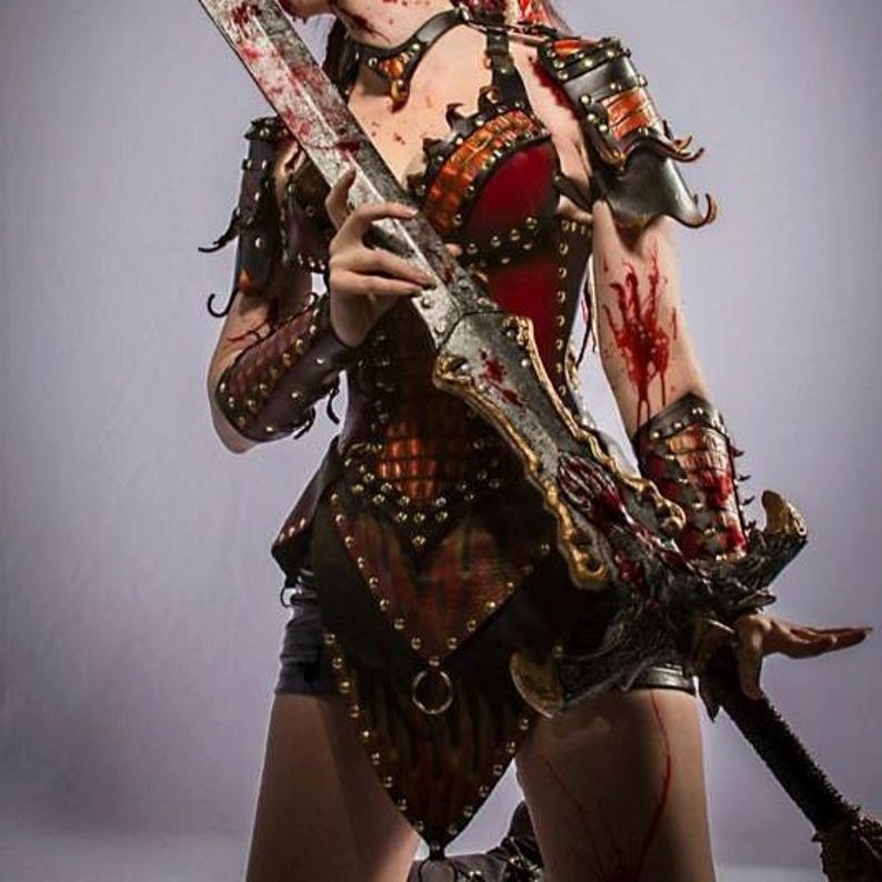 Ladies' Leather Red Dragon Slayer Fantasy Armor image 1