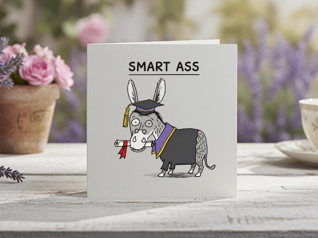 Donkey Grad Donkey Graduation Card With Smart Ass, Funny Congrats Grad, College ...