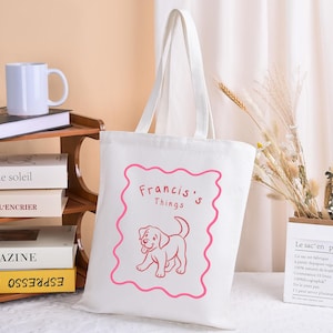 Pet Portrait Canvas Tote Bag with Pet Name,Custom Pet Tote Bag,Bags With Dog Face,Dog Mom Tote Bag,Pet Memorial Gift ,Gifts for dog lovers