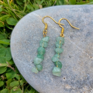 Aventurine earrings handmade minimalist Jewellery Green Natural Stone Semi-Precious Birthday gift for her