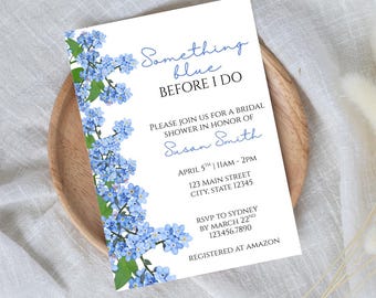 Something Blue Bridal Shower Invitation | Floral Canva Template