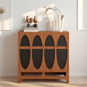 23-39inch Walnut Sideboard Buffet Cabinet,Mid-Century Modern Solid Wood Storage Cabinet for Dining Room,Kitchen, Living room, Bedroom