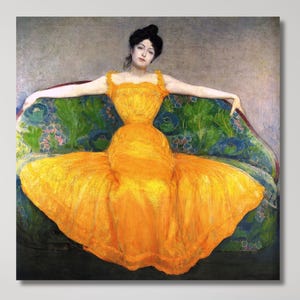 Max Kurzweil Lady In Yellow Art Print,Max Kurzweil Canvas Wall Art,Woman in a Yellow Dress,Canvas Poster & Canvas Panel,Home Wall Decor