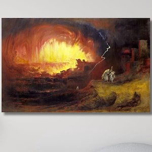 John Martin Sodom and Gomorrah Ready To Hang Painting Canvas,John Martin Painting,John Martin Artwork Poster,Martin Art,Office Home Wall Art