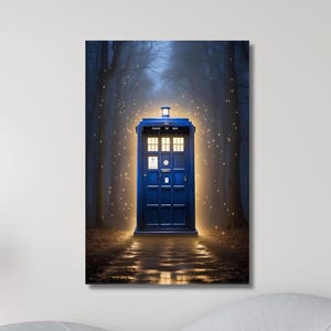 Doctor Who Tardis Box Magical Style Canvas Wall Art,Whovians Fandom Gift,Van Gogh Canvas ,TV Series,Doctor Who Tardis,Ready To Hang