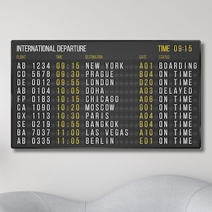 Airport Departures Board Art Print, Aviation Wall Art