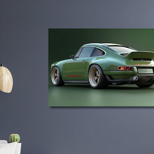 ポルシェ911ポスター、グリーンポルシェ、ポルシェホームデコレーション、ガレージウォールデコレーション、スポーツカーデコレーション、カーウォールアート、カーウォールデコレーション、彼へのギフト、高級車
