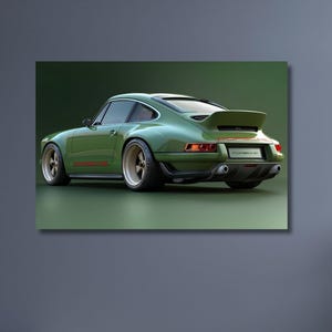 Affiche Porsche 911, Porsche verte, décoration d&#39;intérieur Porsche, décoration murale de garage, décoration de voiture de sport, oeuvre d&#39;art murale de voiture, décoration murale de voiture, cadeau pour lui, voiture de luxe
