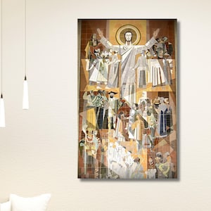 Touchdown Jesus Poster Print Art,Touchdown Jesus Canvas Wall Art,Notre Dame College Football Poster art,Man Cave Wall Art,Fighting Irish Bar