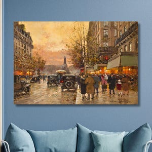 The Republic Square,Paris Painting by Edouard Leon Cortes,Street Scenes Reproduction Giclee,Home Decor,Living Room Decor,Christmas Gift