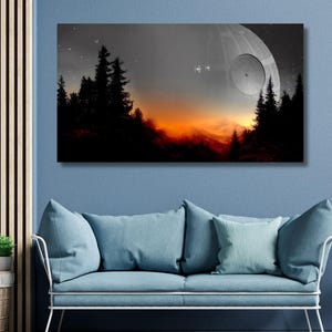 Starwars Death Star Canvas Wall Art,Star Wars Poster Print Art,Return Of The Jedi Star Wars Landscape,Starwars Wall Decor,Starwars WallPaper