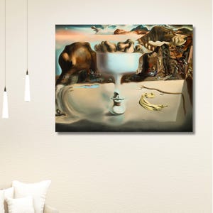 Apparition of Face and Fruit Dish on a Beach Salvador Dali Poster,Surreal Art, Canvas Wall Art,Reproduction Prints,Trendy Modern Wall Decors