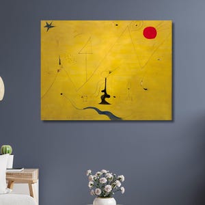 Art mural sur toile Ermitage Joan Miro, art mural surréaliste, impression d&#39;affiche surréaliste emballée, toile abstraite Miro, impression abstraite Joan Miró, prêt à accrocher