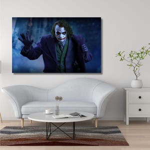 Impression d&#39;art Joker, peinture sur toile Joker, art mural sur toile Joker, très grande toile d&#39;art murale Joker, décoration murale Joker, affiche de bande dessinée prête à accrocher