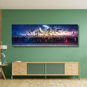 150 Movie Characters Ready To Hang Canvas, Blockbuster Fine Art Panorama Print, Canvas Art Prints, Movie Pano on Canvas, XXL Fan Art Canvas