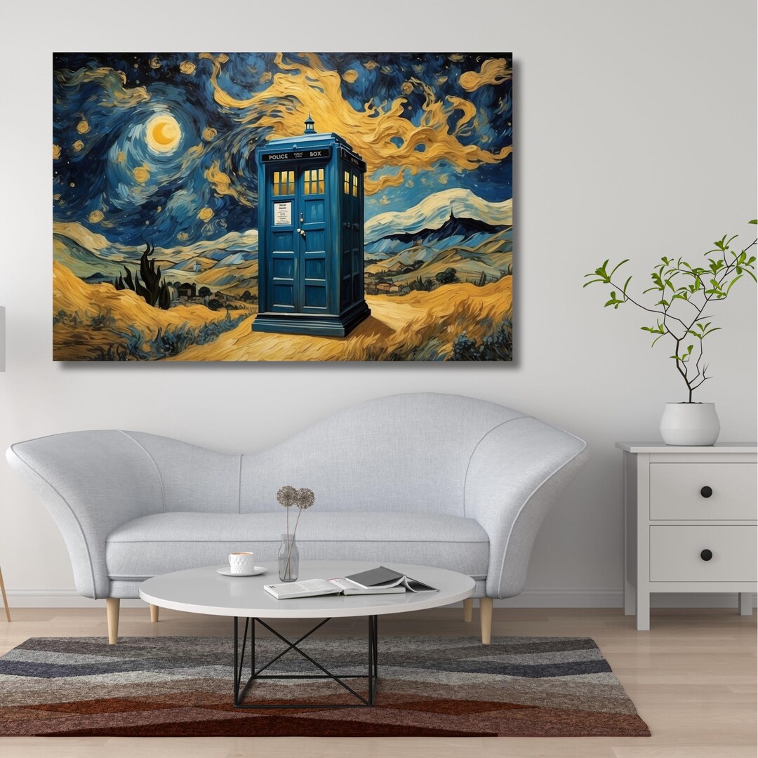Tardis Canvas Art: Doctor Who, Van Gogh Starry Night Style - Etsy