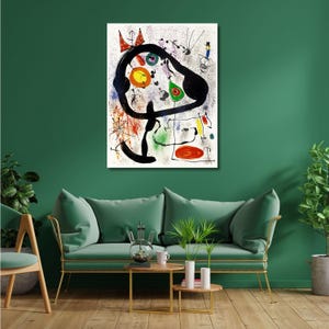 Joan Miro three plates Art Painting Canvas Wall Art Print,Joan Miro Abstract Art Canvas Print,Exhibition Poster aRT Print,Surrealism art