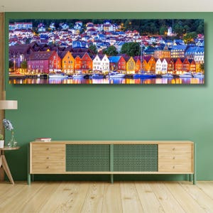 Bryggen Bergen Norway Canvas Print Art,Famous Places Canvas Wall Art,Landscape Painting,Landscape Wall Art canvas,Living Room Wall Art decor