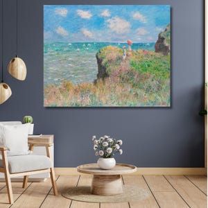 Claude Monet : Cliff Walk at Pourville (1933) Canvas Gallery Wrapped or Framed Giclee Wall Art Print,Digitally Remastered,Reproduction Print