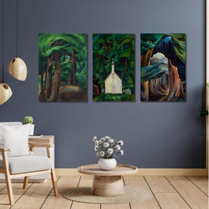 Set Of 3 Emily Carr Canvas Art, Emily Carr Artworks,Emily Carr Print, Famous Canvas Arts,Emily Carr Red Cedar Modern Wall Art,Ready to Hang