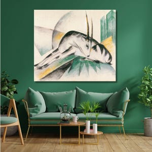 Franz Marc Gazelle Lichtdruck 1923 Canvas Print Wall Art,Franz Marc Poster,Franz Marc Painting,Franz Marc Print Art,Art Reproduction