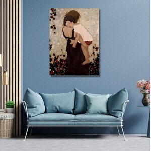 Póster de Gustav Klimt: Madre e hijo, lienzo de Gustav Klimt, pinturas famosas, arte mural moderno, póster vintage.