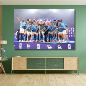 Serie A 2024/2025 Champions SSC Napoli Quality Print Framed Canvas Wall Art SSC Napoli Poster Man Cave Wall Art Soccer Game SSC Napoli Print