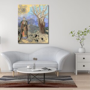Impressão em tela de Buda de Odilon Redon, arte simbolista espiritual.