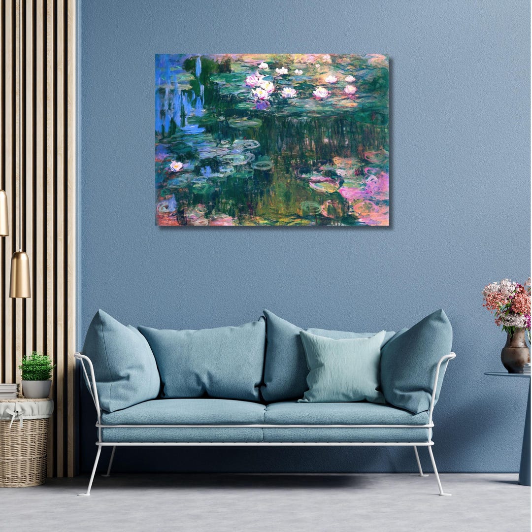 Claude Monet Pink Lotus Painting Wall Art,water Lilies Wall Art Decor ...