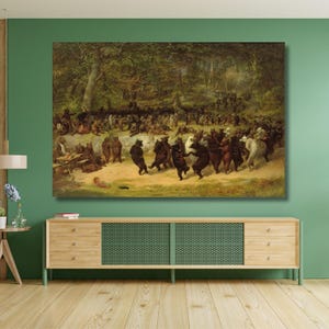 The Bear Dance Gemälde von William Holrich Beard Print Leinwand,William Holbezogene Leinwand,Vintage Kunstdruck,Bär Leinwanddruck Kunst,fertig zum Aufhängen