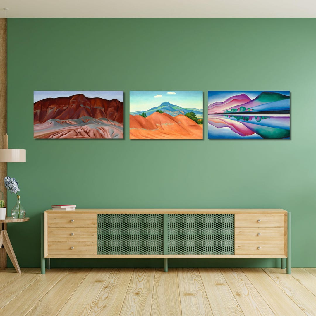 Set of 3 Georgia O'keeffe Mountain Canvas Wall Art,georgia O'keeffe ...