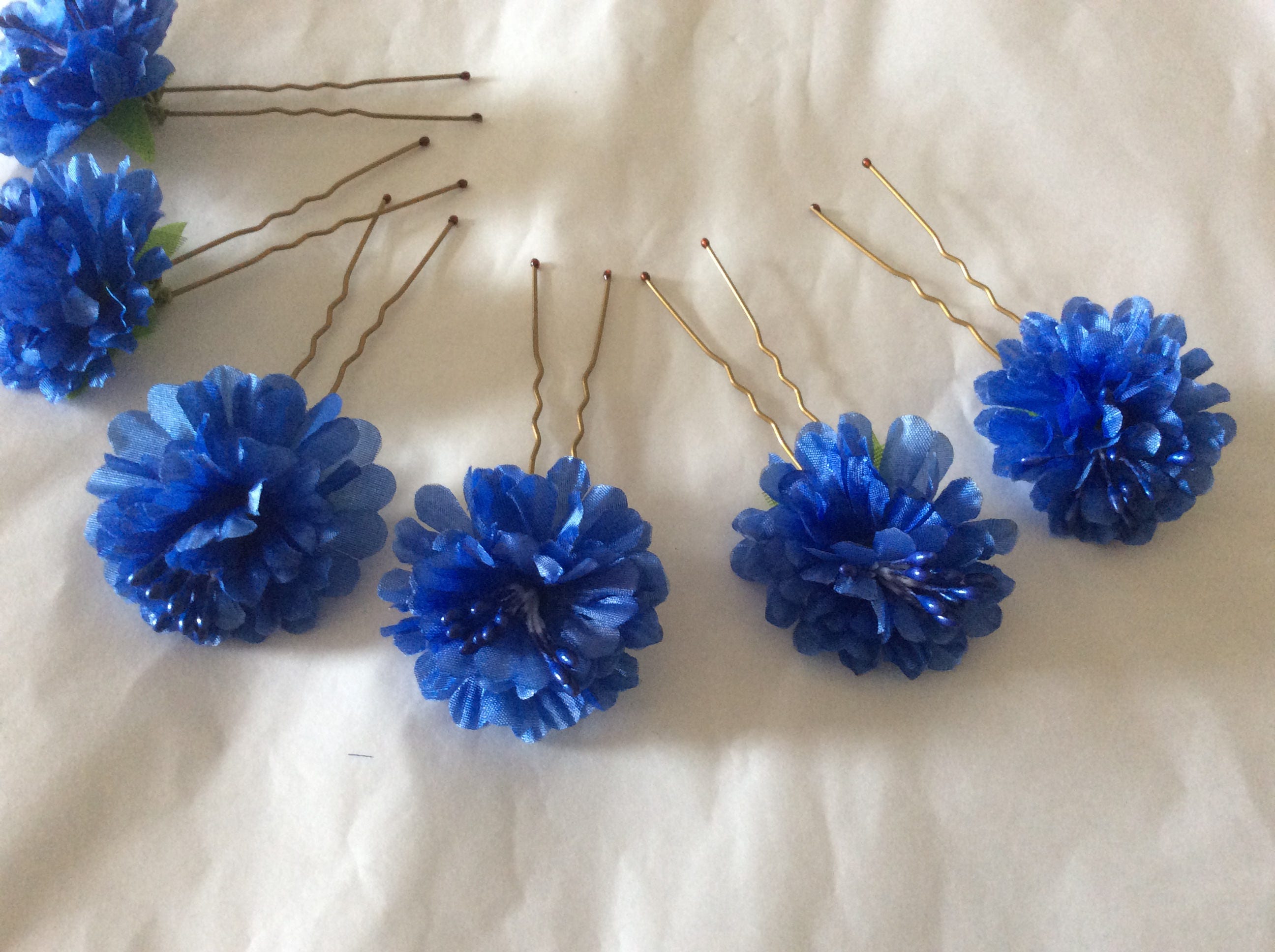 Cornflower Hair Pins x 6 Royal Blue Fabric Cornflowers. Etsy
