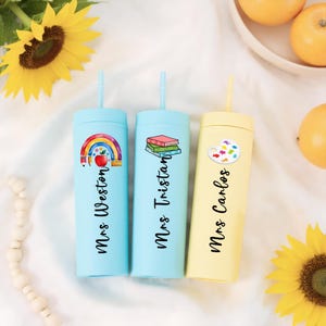 Custom Teacher Gifts Tumbler,Bright Tumbler with Straw,Teacher Appreciation Gift, Thank You Teacher Cup, Back to School Gift,  Teacher Gifts
