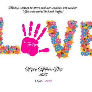 Floral's Muttertag Handabdruck Andenken Handwerk druckbare Geschenk für Mama Floral MOM Gedicht Kunst Aktivität für Vorschulkinder DIY Handabdruck Karte Spaß