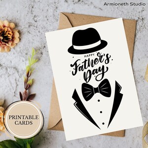 Minimalistische Vatertagskarte zum Ausdrucken | 5x7 ""Faltbarer digitaler Download | Modernes Schwarz-Weiß-Tuxedo-Design | DIY Karte Geschenk für Papa."