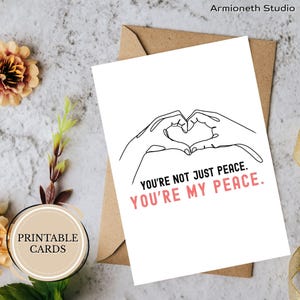 Du bist mein Frieden druckbare Karte - Minimal romantische Liebe & Freundschaft digitale Karte für Partner oder Fern - 13x18 faltbare Karte zum Herunterladen