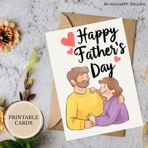 Vatertagskarte von Tochter | Druckbare 5x7 faltbare Karte | Süße Umarmung Geschenk für Papa | Digitaler Download
